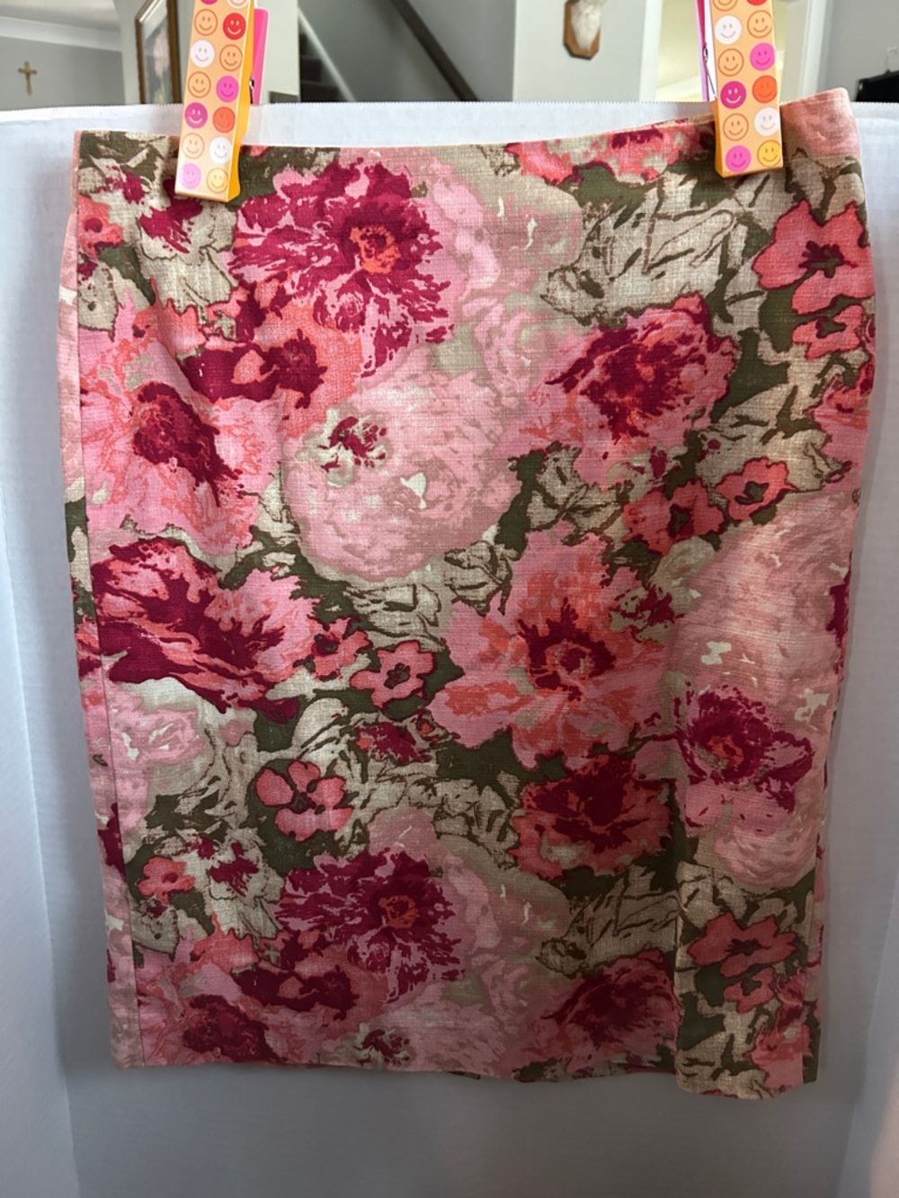 Talbots Pink Floral Pencil Skirt